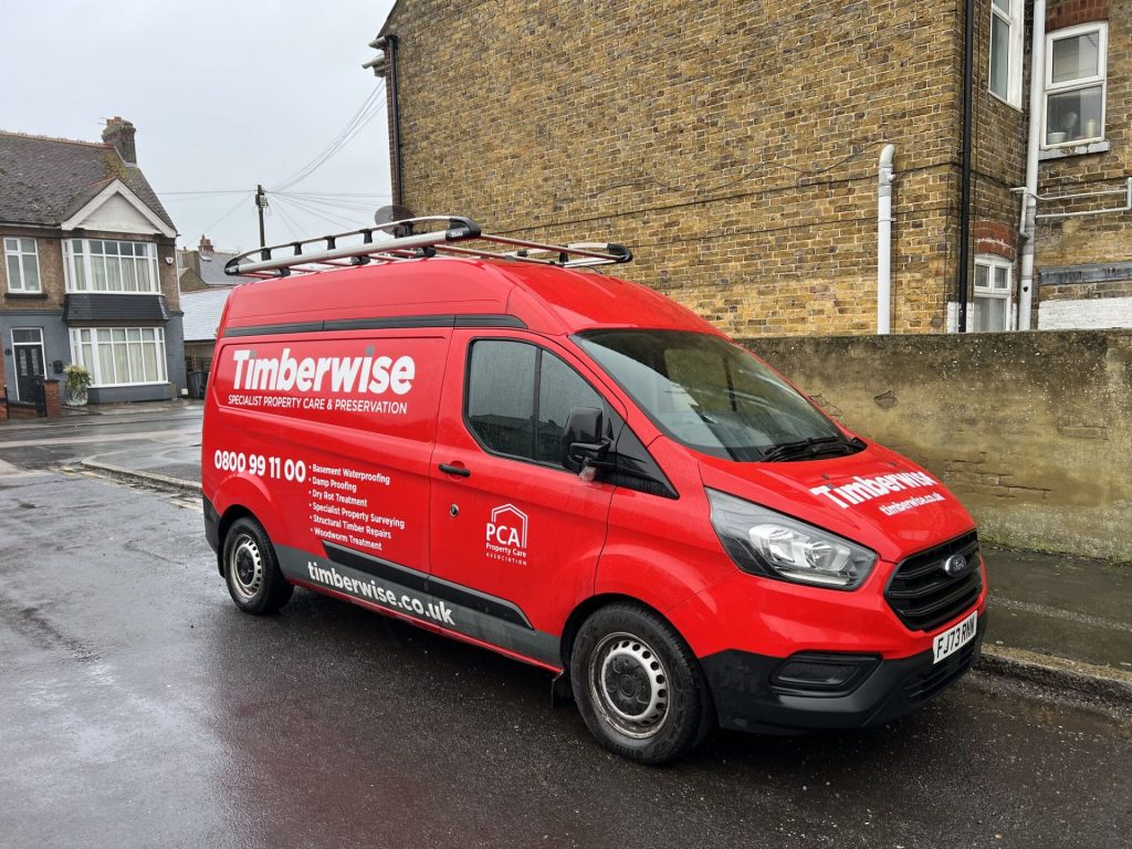 Red van with Timberwise branding in Ramsgate, Canterbury