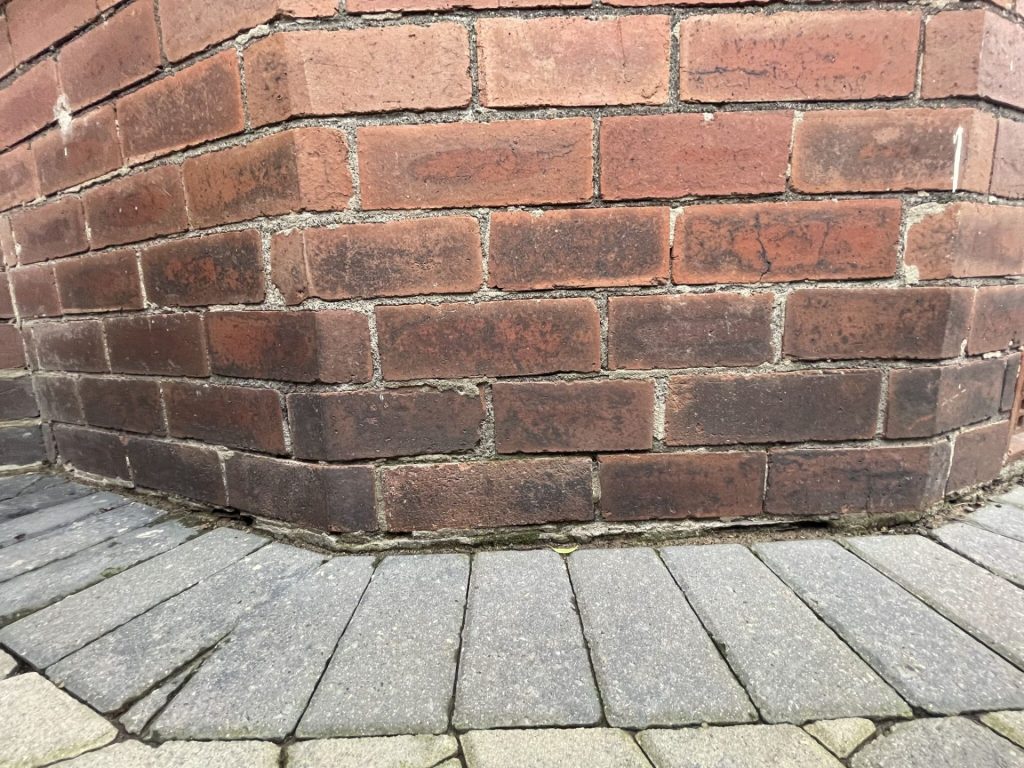 The Seven Signs of Rising Damp in London Homes 2 Brickwork in North Shields showing signs of rising damp.