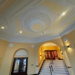 Art Deco ceiling and lighting on the ground floor.