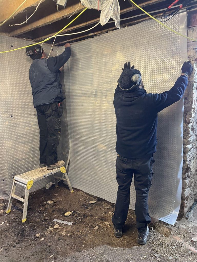 Basement waterproofing being installed in sheffield Timberwise