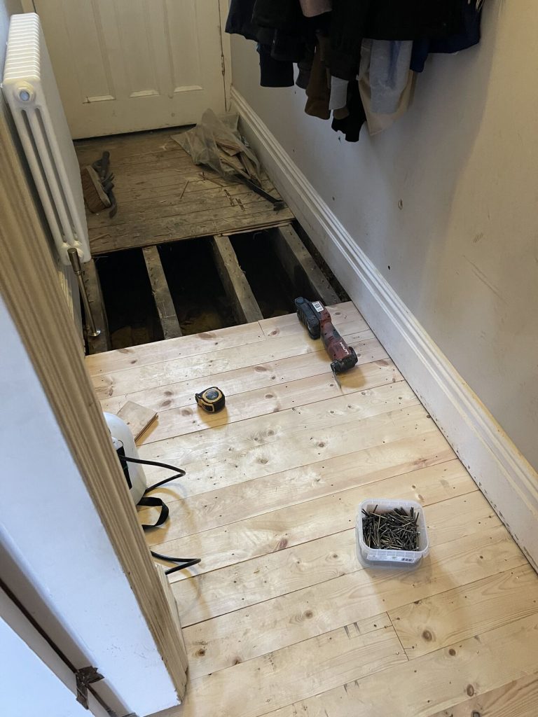 Dry rot renovation in floorboards in Sheffield Timberwise