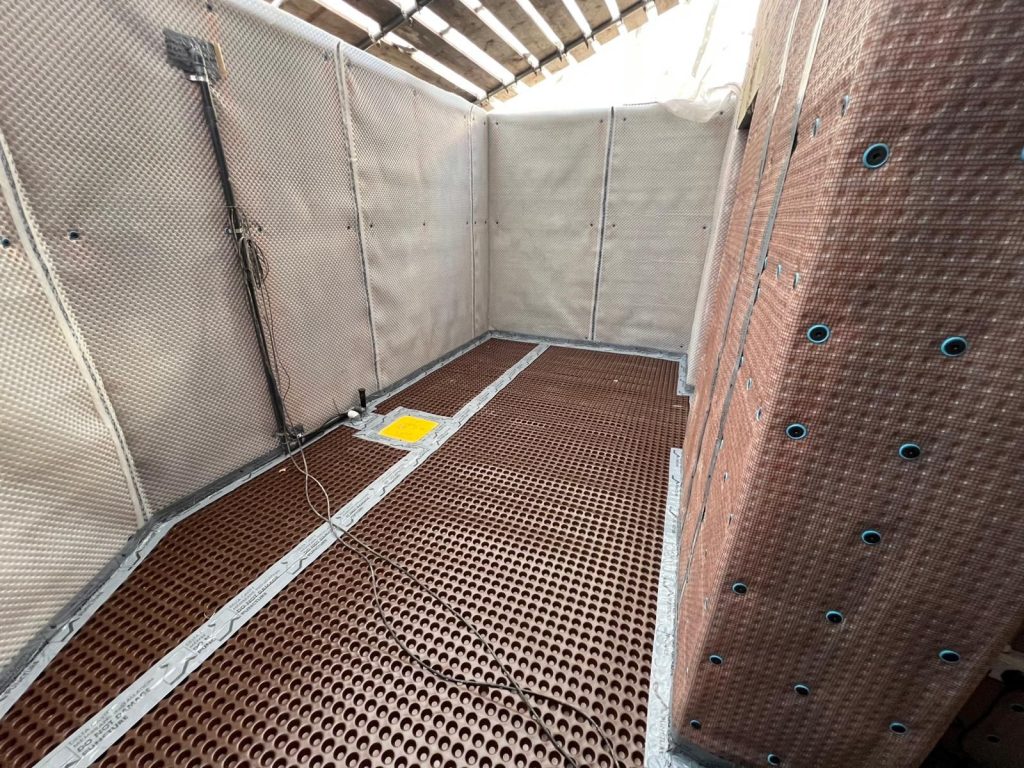 Basement room in Newcastle with waterproof membrane installation