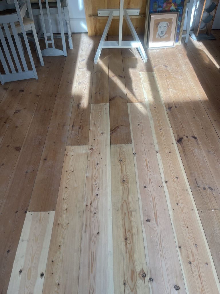 Timberwise repaired floorboard in Bristol Timberwise
