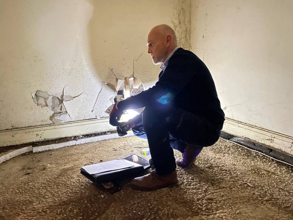 surveyor on rot inspection in Sheffield