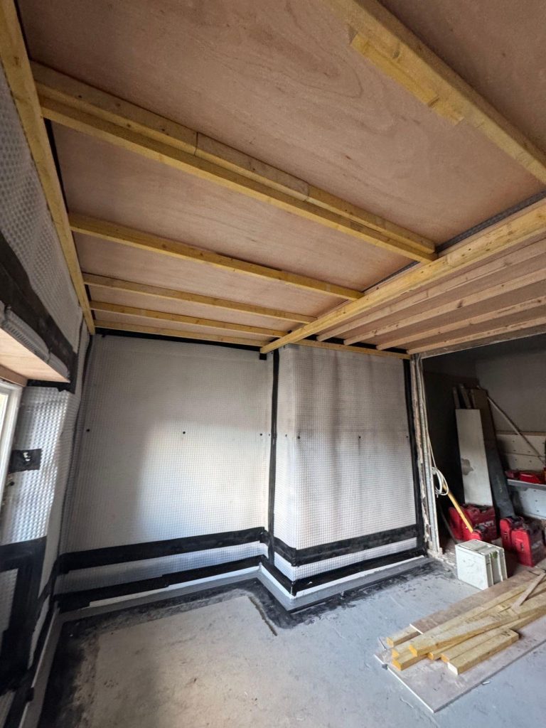 Basement in Dundee with tanking membrane installation.