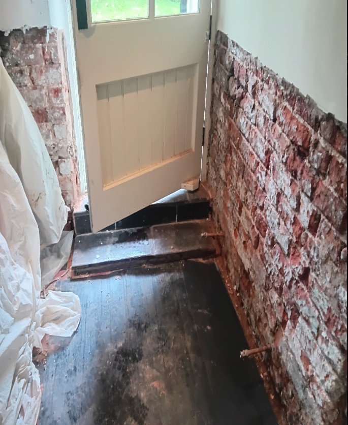 Rising Damp Remediation in Cheshire | Damp Proofing Solutions 1 interior walls with damp plaster removed